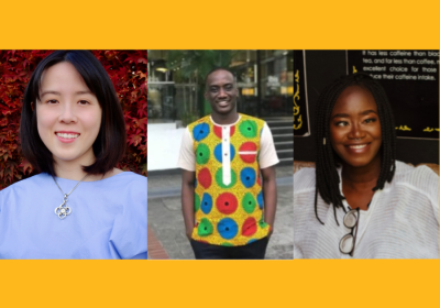MARCH Retreat alumni scholarship recipients: (L-R) Stefanie Kong, Cephas Ke-on Avoka and Chileshe Mabula-Bwalya