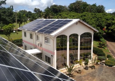 Solar panels on roof of MRC Uganda building