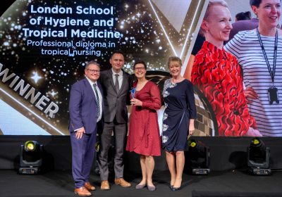 From left to right:  Steve Ford (Editor of Nursing Times); Marcus Wootton (Course Adviser); Katie Beck (Course Director); Jan Stevens (Chief Nursing Officer at The Wellington Hospital who gave the award)