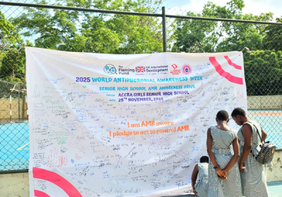 Students pledging their support a day after the awareness-creation program led by Fleming Fellow, Regina Ama Banu