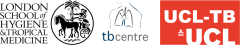 LSHTM logo, TB Centre Logo, UCL-TB Logo