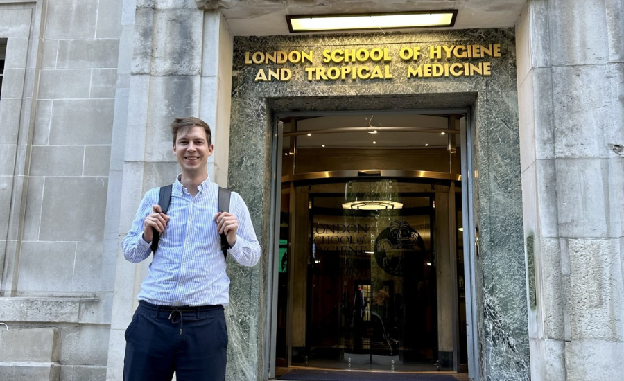 Simon Klaus on steps outside LSHTM