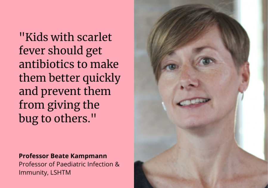 Professor Beate Kampmann says that kids with scarlet fever should be given antibiotics