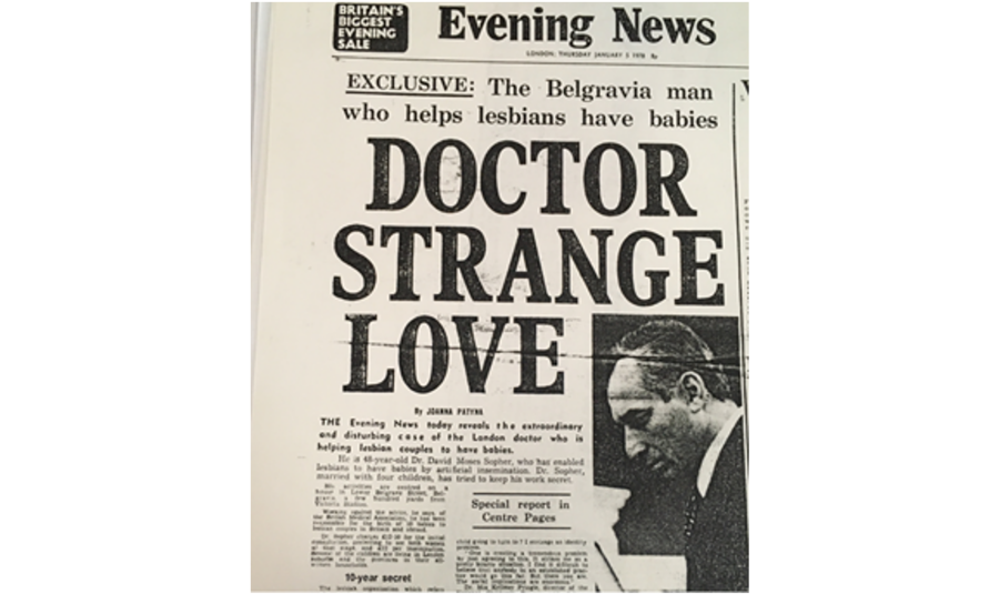 Author’s newsclipping photo, Evening News, January 5th 1978. Headline reads: Doctor Strange Love.