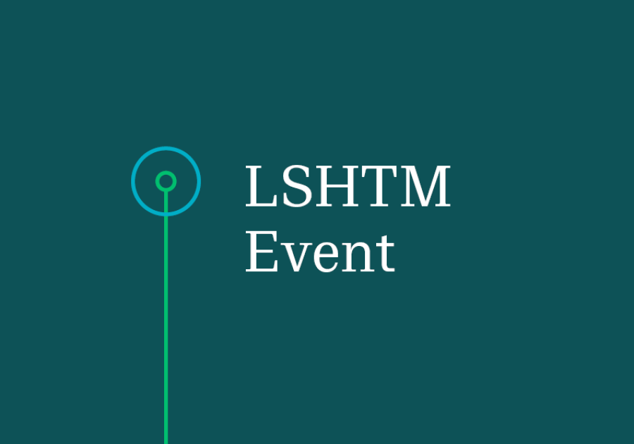 Green slide with LSHTM Event in white textkeppel