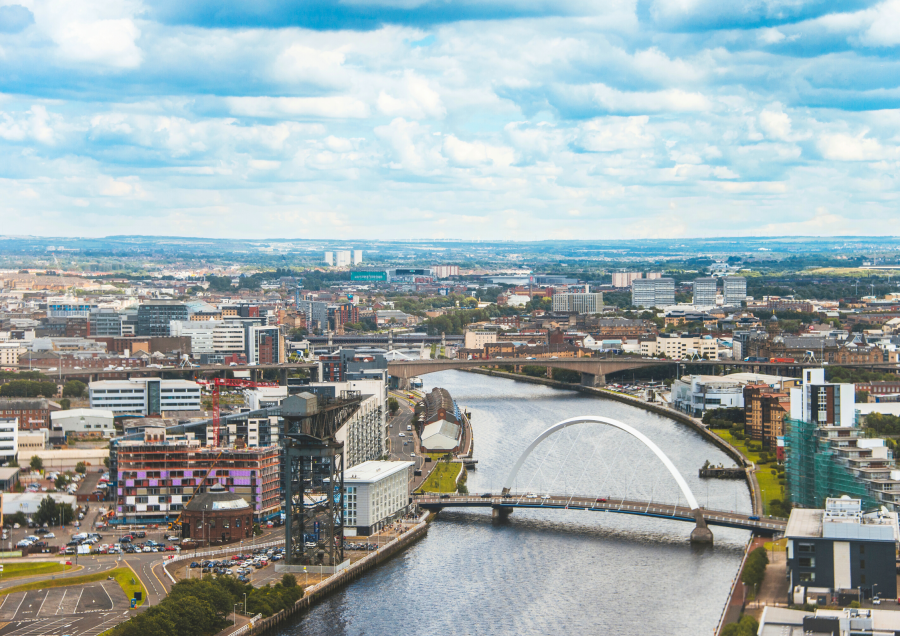 Aerial view of Glasgow city