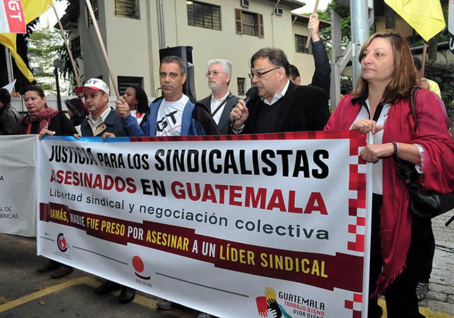 2013 protest in Guatemala at the murder of trade unionists. Image: PSI