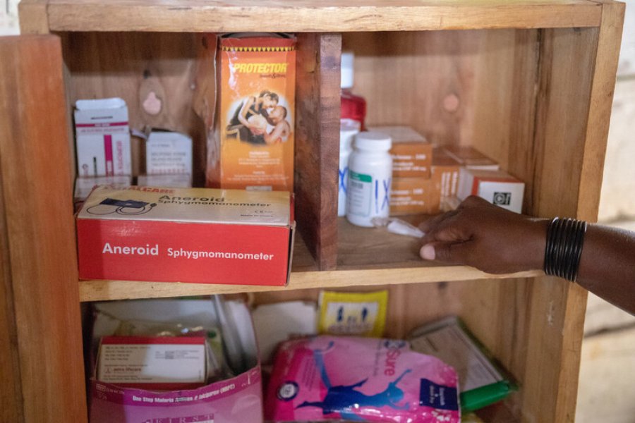 Medicine cabinet in house, Uganda