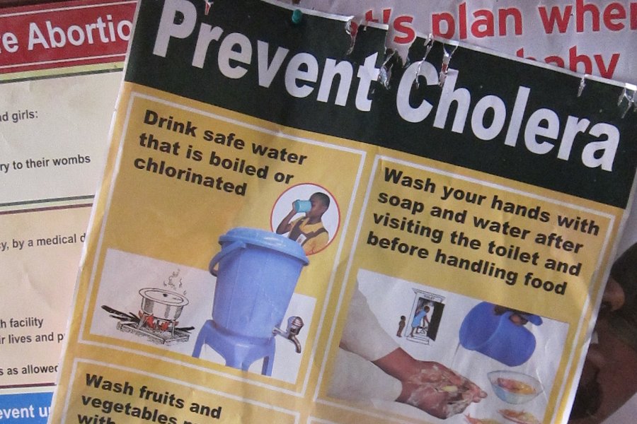 Photo | Prevent Cholera leaflet on noticeboard (c) Dr Sandra Moore