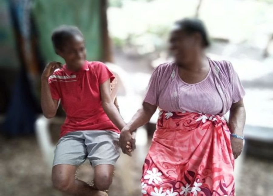 A blurred photo of Josephine and mum