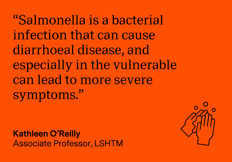 “Salmonella is a bacterial infection that can cause diarrhoeal disease, and especially in the vulnerable can lead to more severe symptoms." - Kathleen O'Reilly, Associate Professor at LSHTM