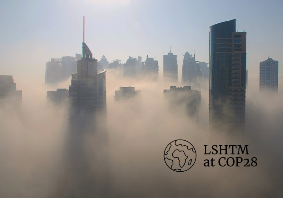Mist shrouds the Dubai skyline