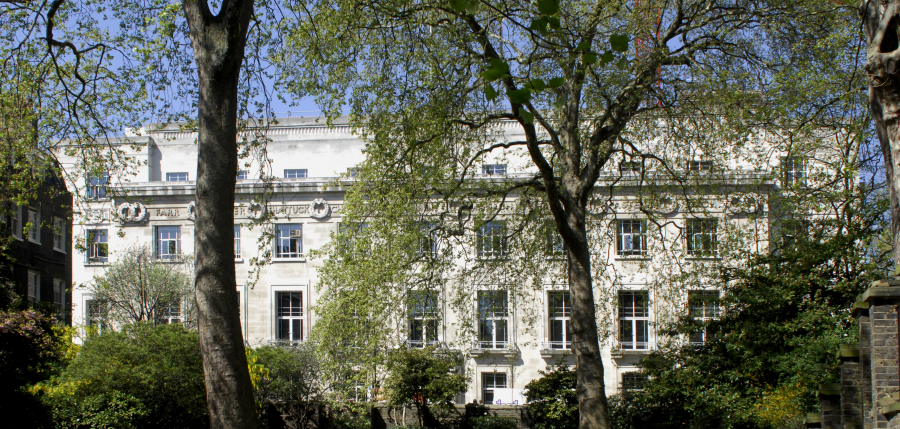 LSHTM building with trees in forefront