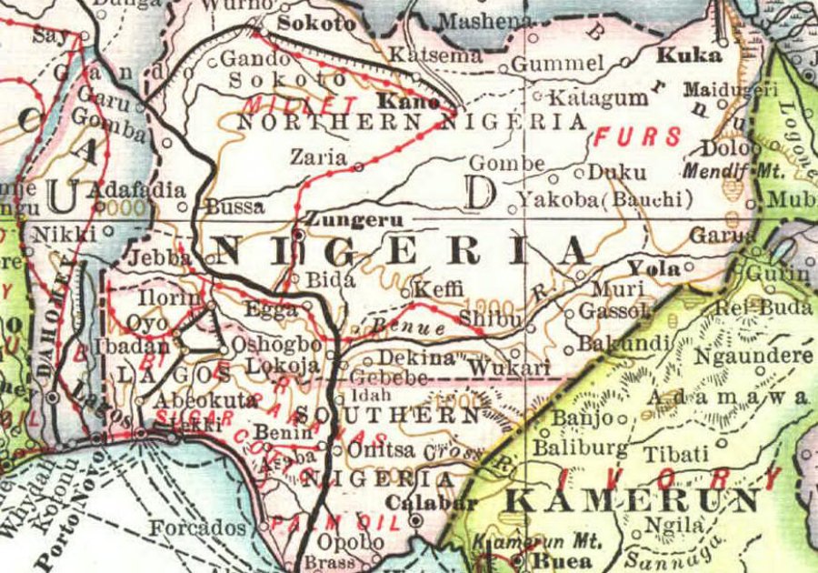 Map of colonial Nigeria
