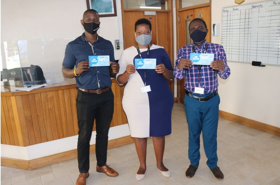 MRC/UVRI and LSHTM Uganda Research Unit Staff in Entebbe after receiving their shopping vouchers for Quality Supermarket 