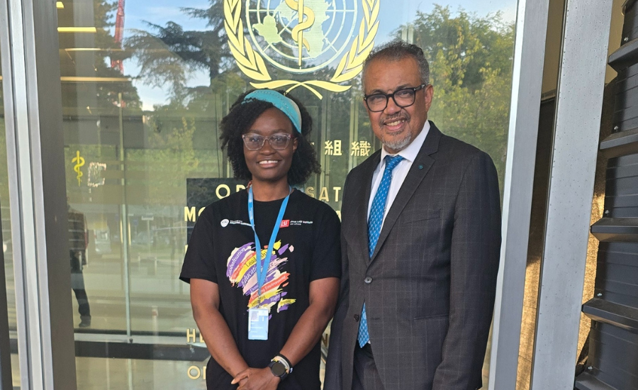 Goodness Odey with Dr Tedros Adhanom Ghebreyesus, WHO Director-General & LSHTM alumnus.