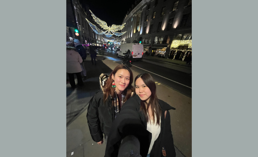 Two students in London.