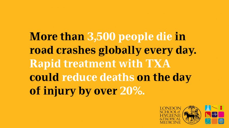 Graphic: More than 3,500 people die in road crashes globally every day. Rapid treatment with TXA could reduce deaths on the day of injury by over 20%.