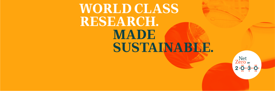 World class research made sustainable - Twitter banner in orange