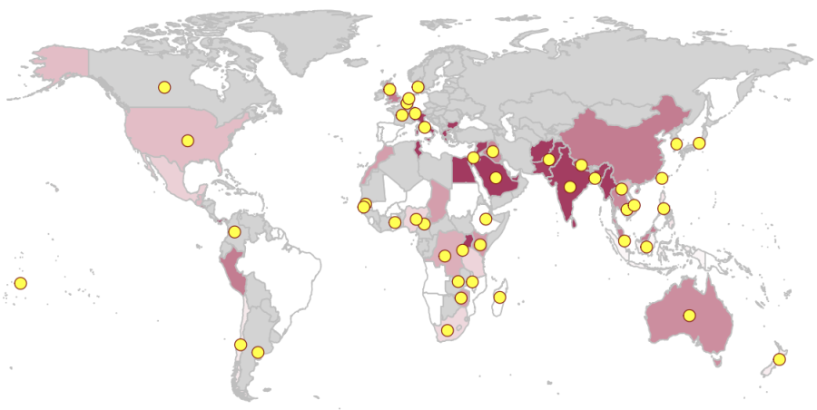 Image showing the nearly 200 members from 45 countries of the Global Typhoid Genomics Consortium. 