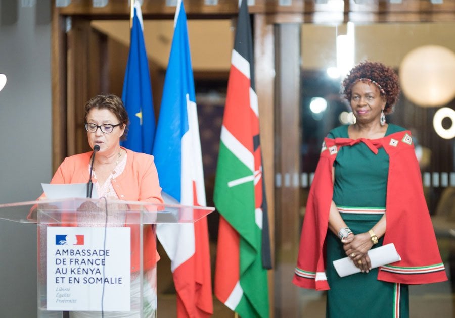 Dr Wasunna at the French Embassy in Nairobi, receiving the rank of Officer of the prestigious French National Order of Merit (Ordre national du Mérite) awarded by the French government