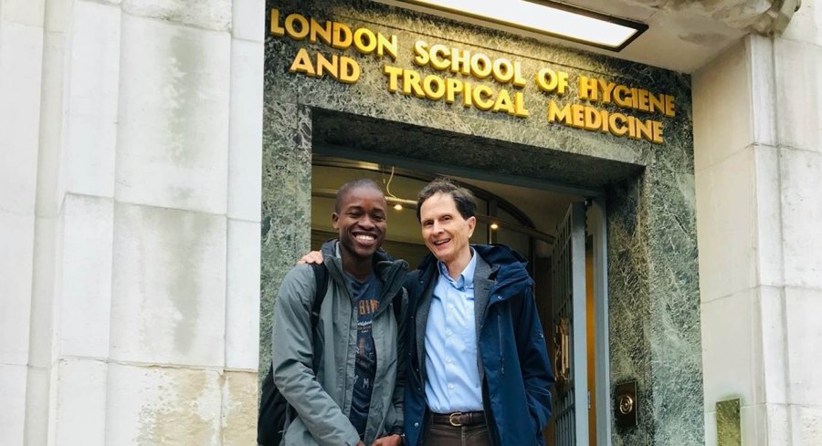 Iya Saidou Conde and David Heymann in front of LSHTM Keppel Street