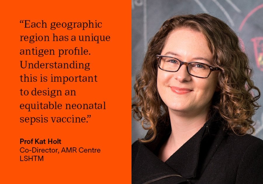 “The analysis showed that while a few antigens were common across all studies in East Africa, Southern Africa, West Africa and South Asia, each geographic region has a unique antigen profile. Understanding this is important to design an equitable neonatal sepsis vaccine, to ensure it can have the best chance of being effective across all countries with a high burden of neonatal sepsis.” - Kat Holt, Professor of Microbial Systems Genomics, LSHTM