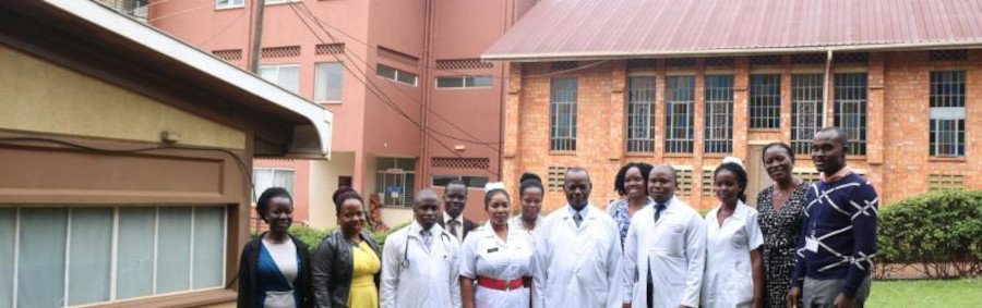 Dr. Edward Ddumba, the Medical Director of St. Francis Hospital Nsambya (middle) with part of the Stroke Study team.
