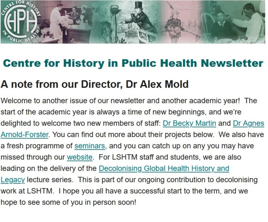 Screenshot of newsletter October 2021