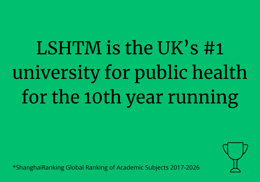 LSHTM is the UK's number one university for public health for the 10th year running