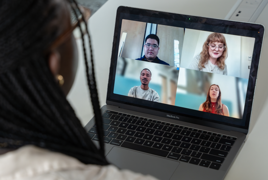 Group call on a laptop
