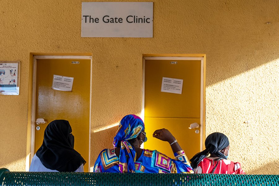 Waiting area for the Gate Clinic in Fajara