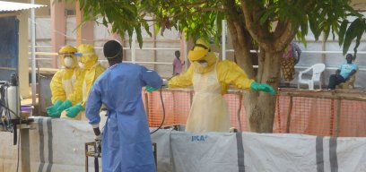 Workers at an Ebola Treatment Centre in Sierra Leone