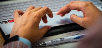 Student using laptop