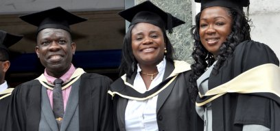 Students celebrating graduation