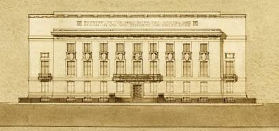 Verner O Rees drawing of an elevation to Keppel Street prior to construction, c.1920s.