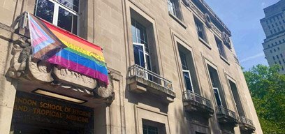 The LGBTQ+ flag on LSHTM building