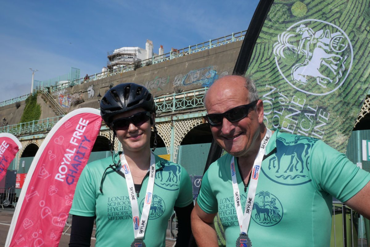Alumni Julian Woodhouse and Katie Patterson London after the London to Brighton cycle ride 2024