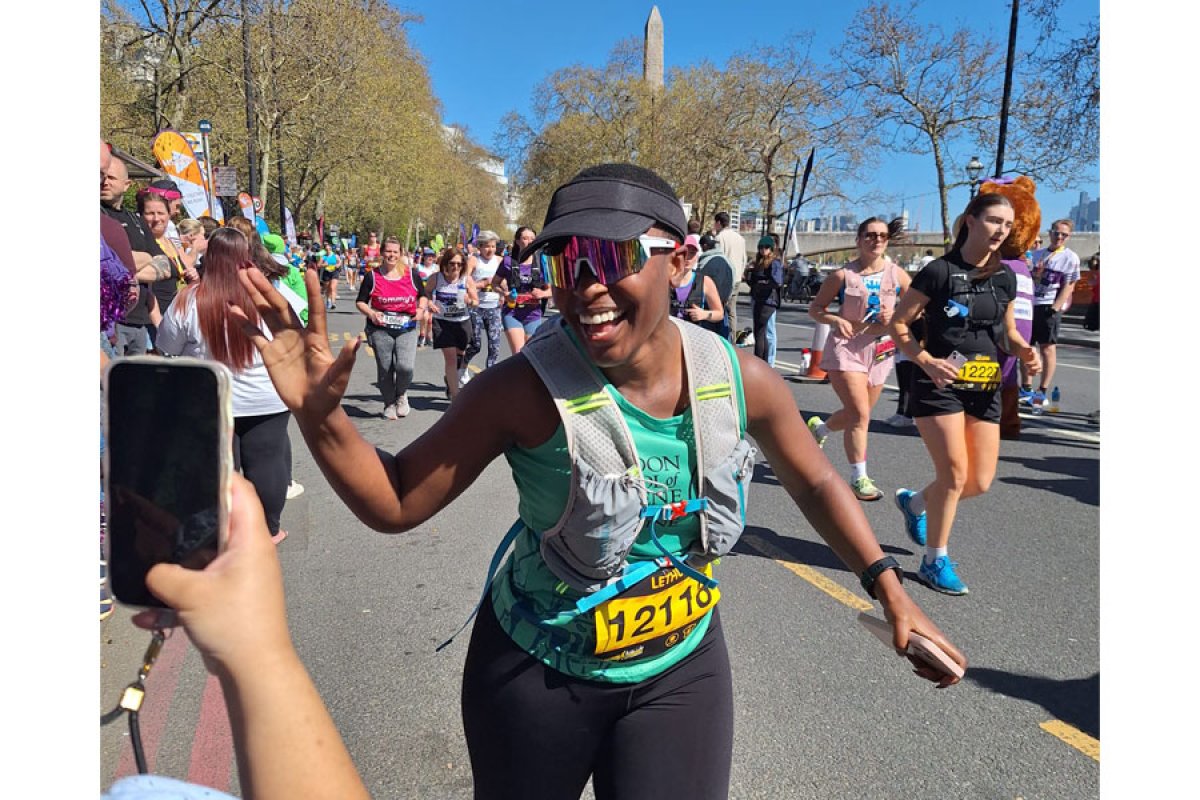 Lethukwenama Letsoalo, President of the Student Representative Council, taking the London Landmarks Half Marathon 2025 in her stride
