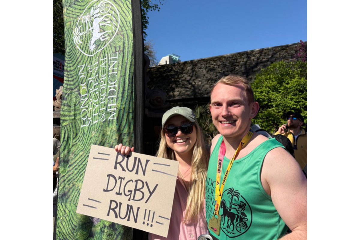 Digby Morse, friend of LSHTM and our fastest runner this year, relaxing after the London Landmarks Half Marathon 2025