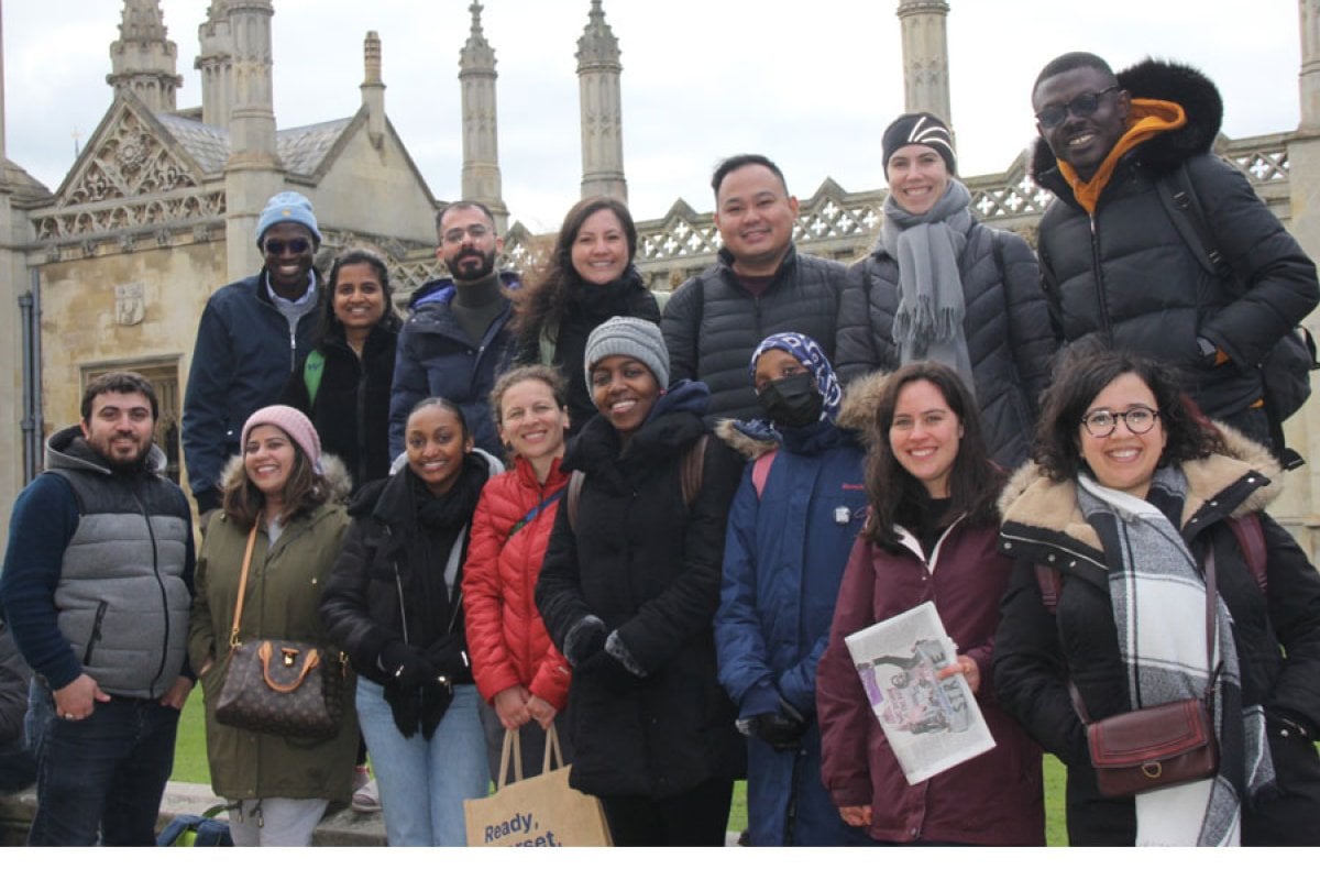 LSHTM PH4D students supporting runners in Cambridge.
