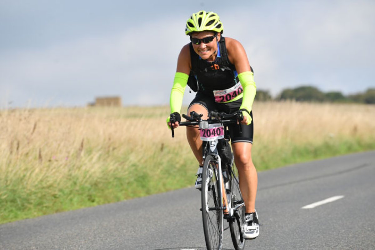 Nina Johannessen on bike after Ditchling Beacon