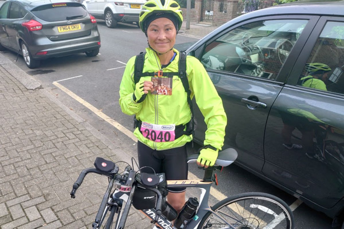 Nina Johannessen in biking riding gear before race