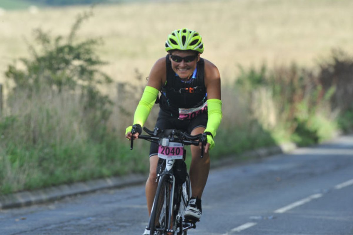 Nina Johannessen riding bike after Ditchling Beacon