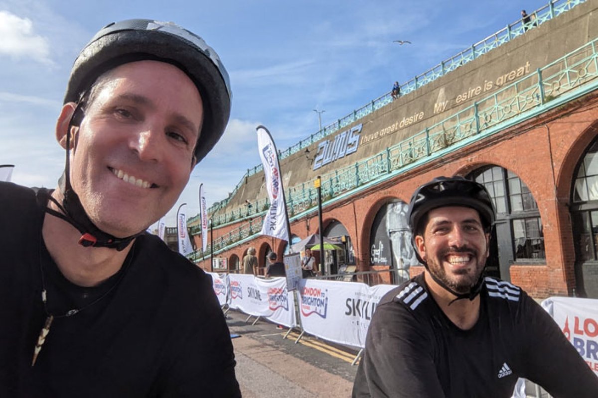 LSHTM Riders: Richard and Alvaro at Ditchling Beacon
