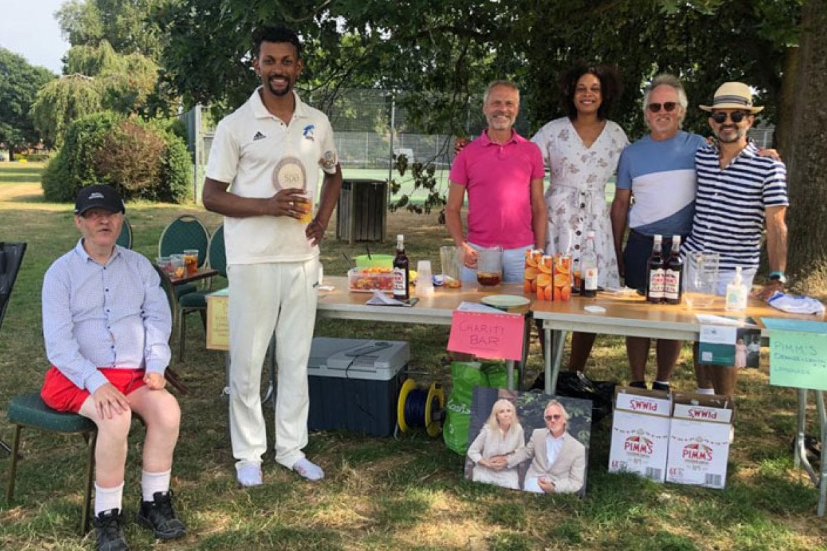 Val Curtis's family and friends at cricket match