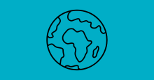 Icon of globe on a blue background
