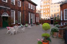 outside courtyard with chairs and tables