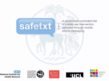 safetxt and LSHTM logo on presentation slide