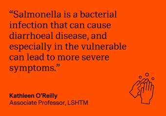“Salmonella is a bacterial infection that can cause diarrhoeal disease, and especially in the vulnerable can lead to more severe symptoms." - Kathleen O'Reilly, Associate Professor at LSHTM